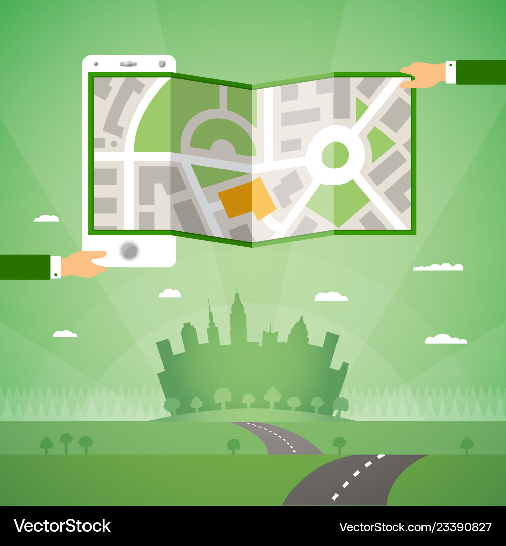 Gps maps and navigation app on phone concept vector image