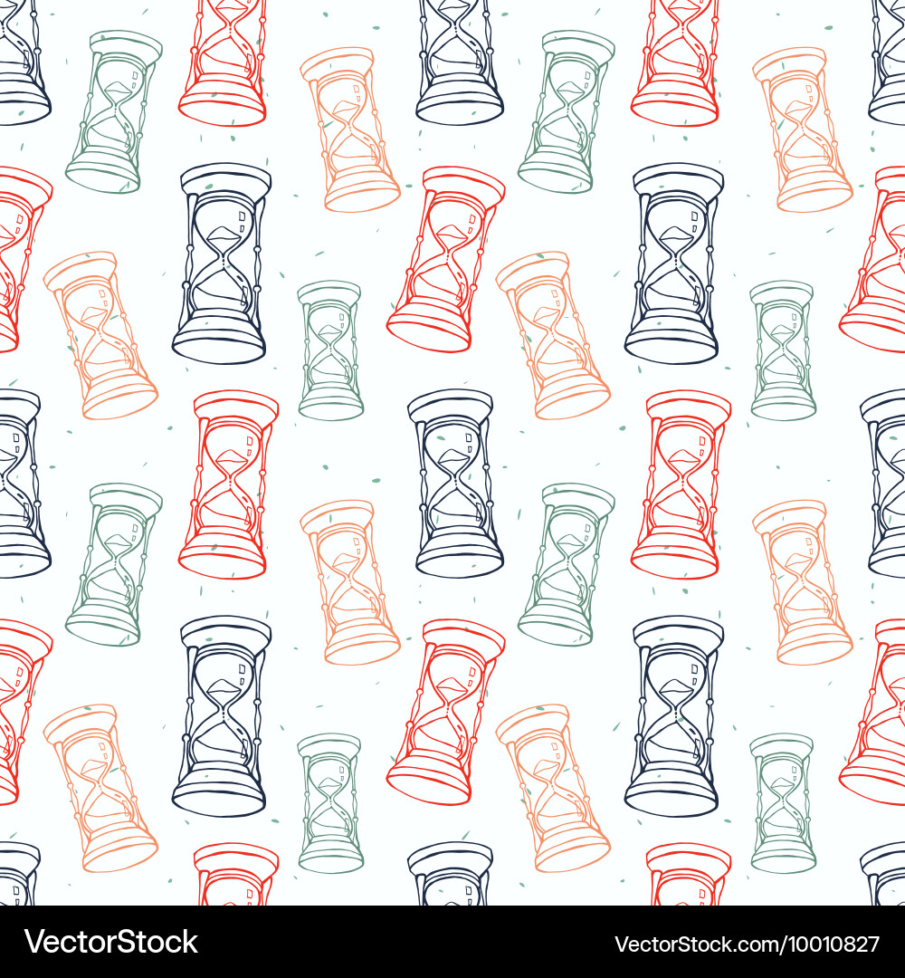 Grungy seamless pattern with hourglass Vector Image