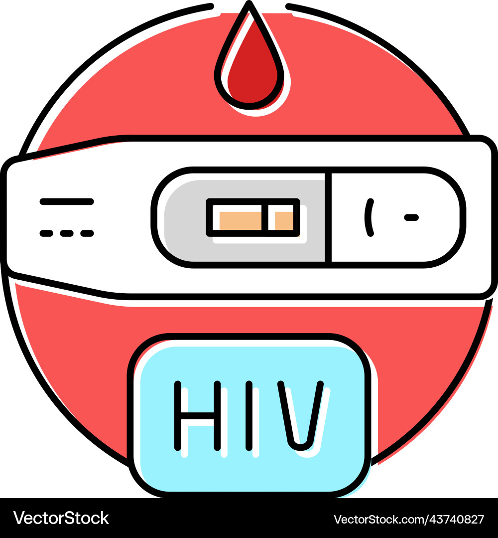 Hiv Test Prüfung Farbsymbol Hiv Test Prüfung Farbsymbol vektorbild