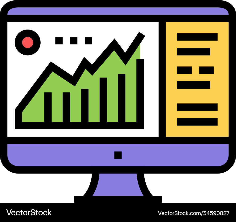 Infographic on computer display color icon Infographic on computer display color icon vector image