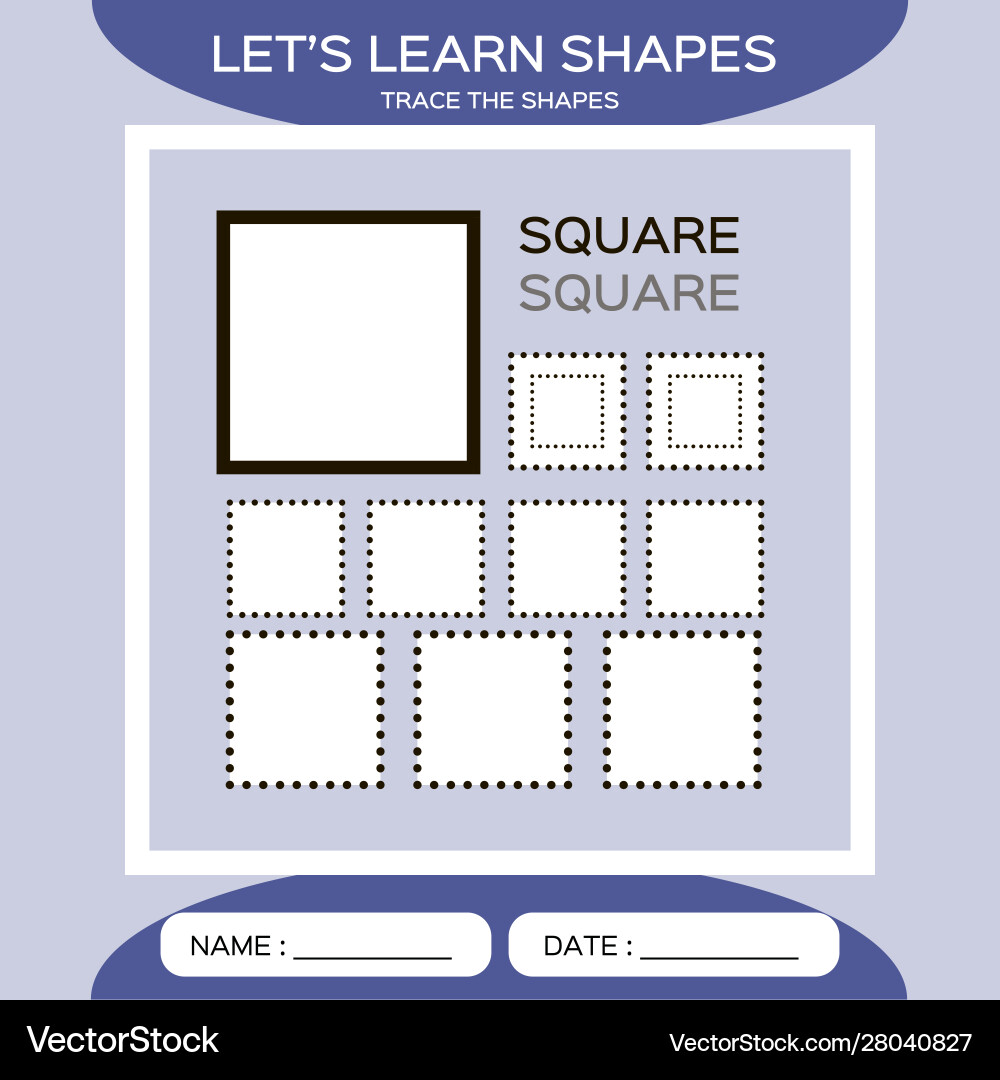 Learn shapes square handwriting practice trace Learn shapes square handwriting practice trace vector image