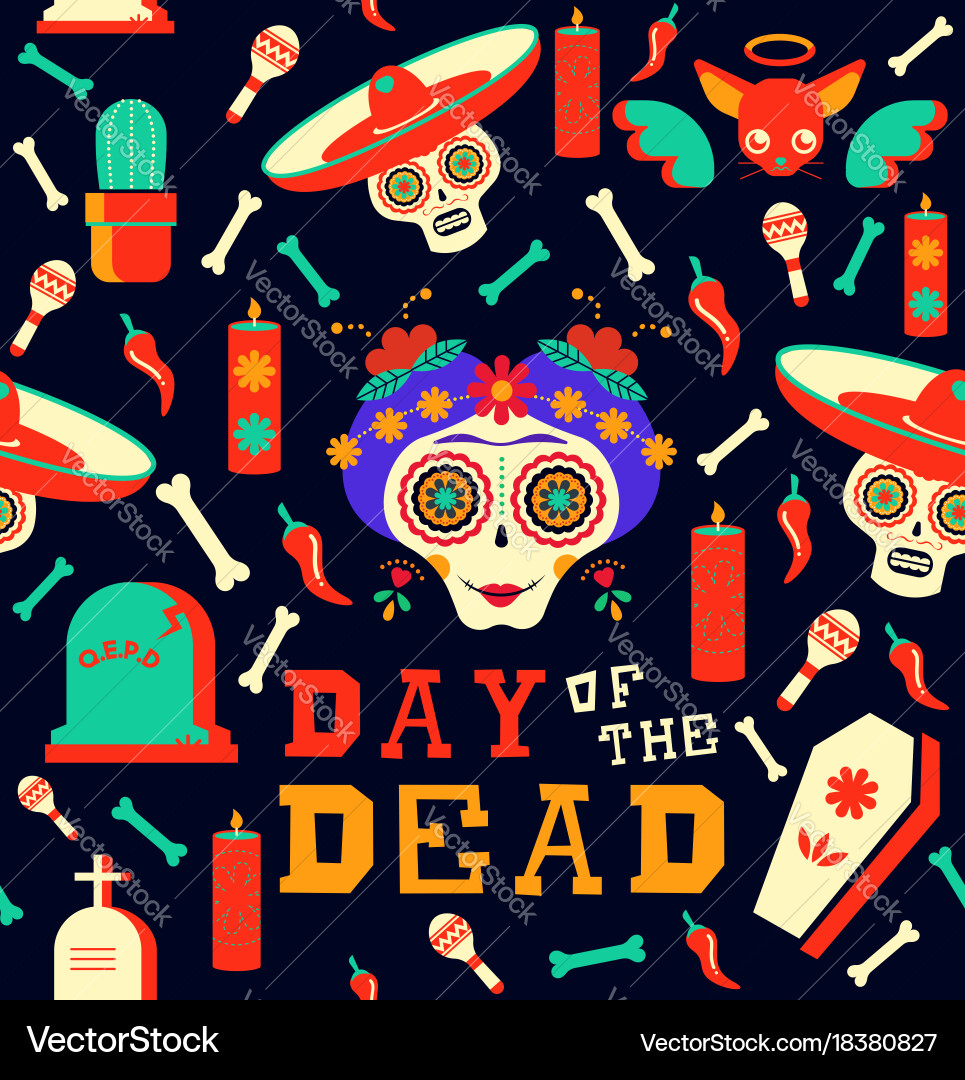 Mexican Day of the Dead Sugar Skull Pattern Vector Image