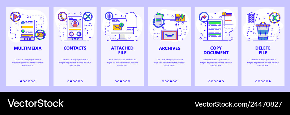 Mobile app onboarding screens computer services Mobile app onboarding screens computer services vector image