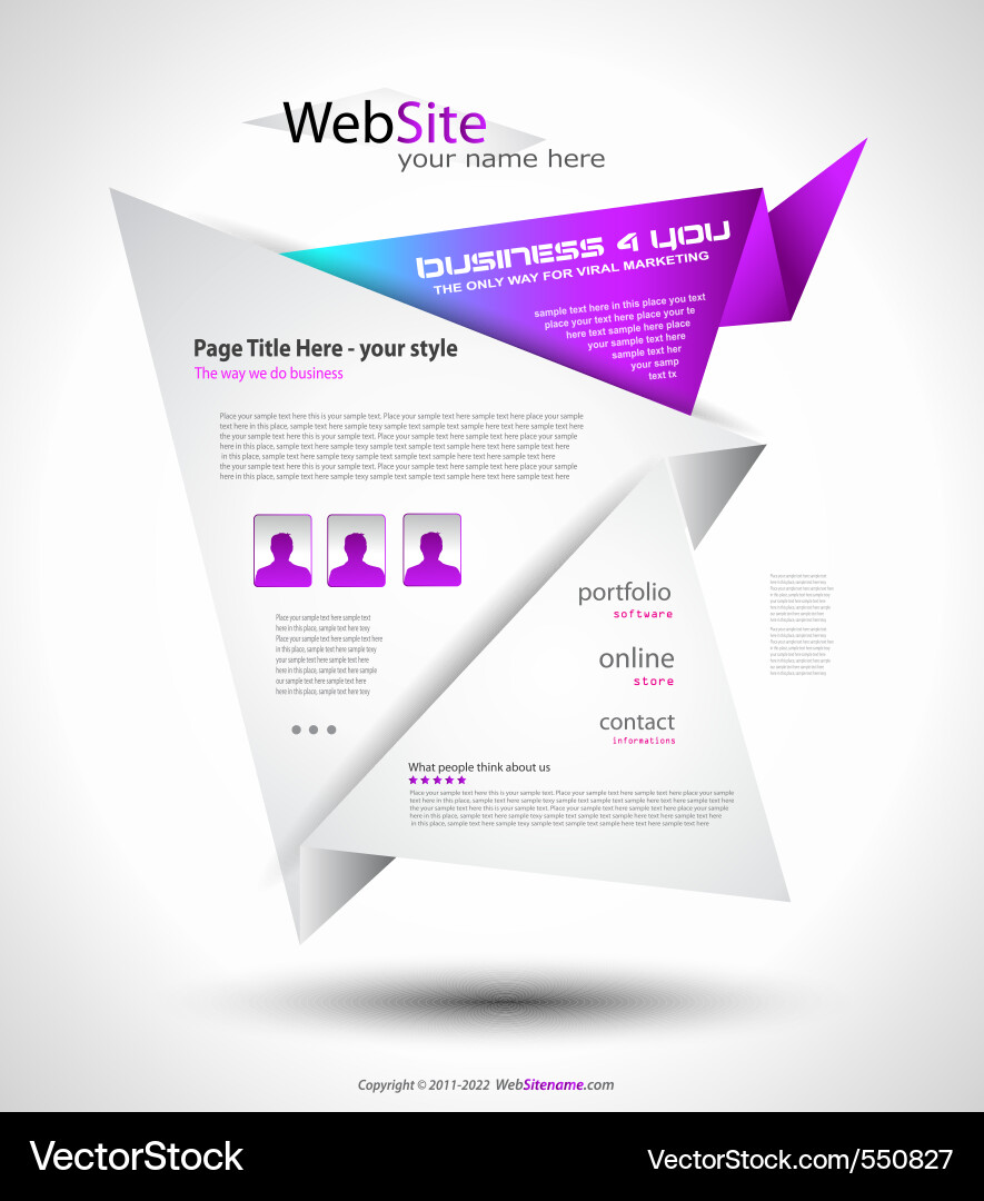 Modern Origami Website Layout Vektorbild