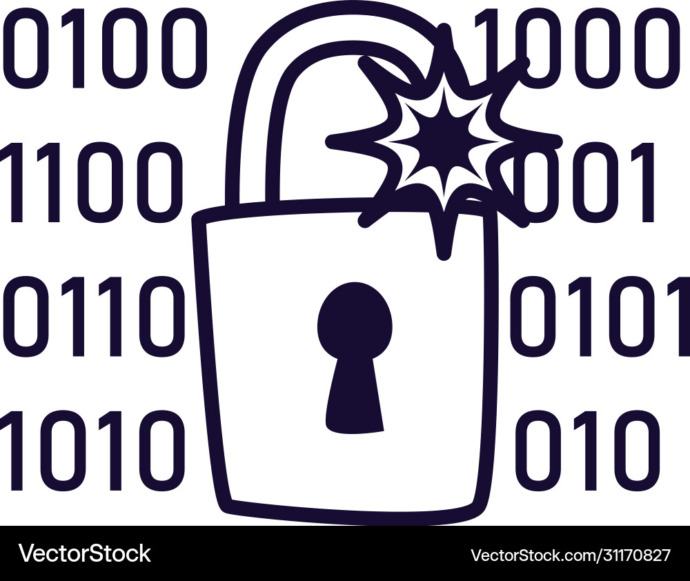 Padlock with code line style icon design vector image