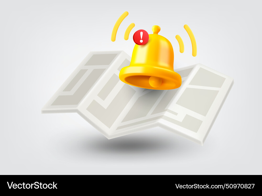 Map The Word Ringing Paper map with ringing bell 3d Royalty Free Vector Image