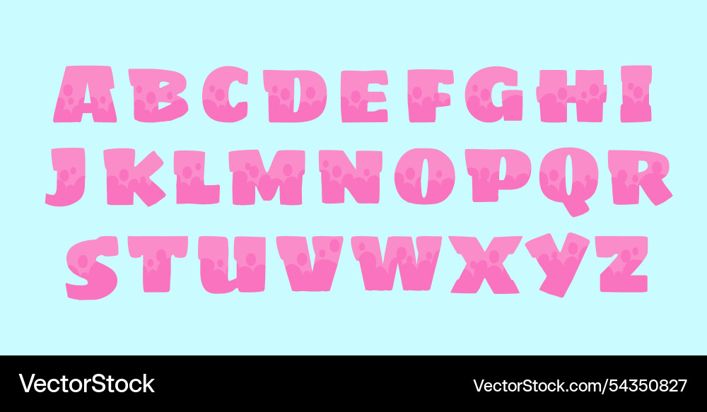 Pink text alphabet calligraphy and typography vector image