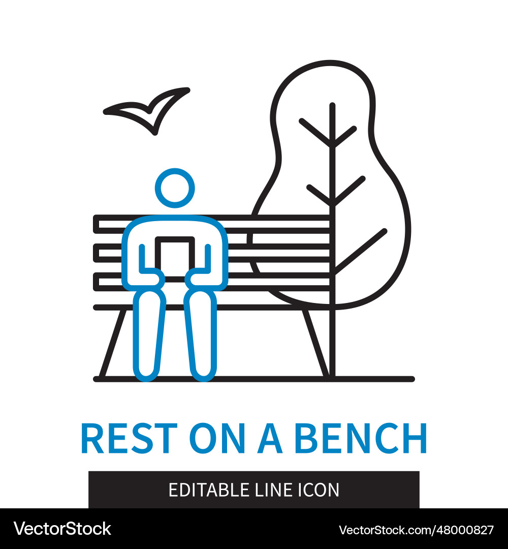 Rest on bench editable line icon Vector Image
