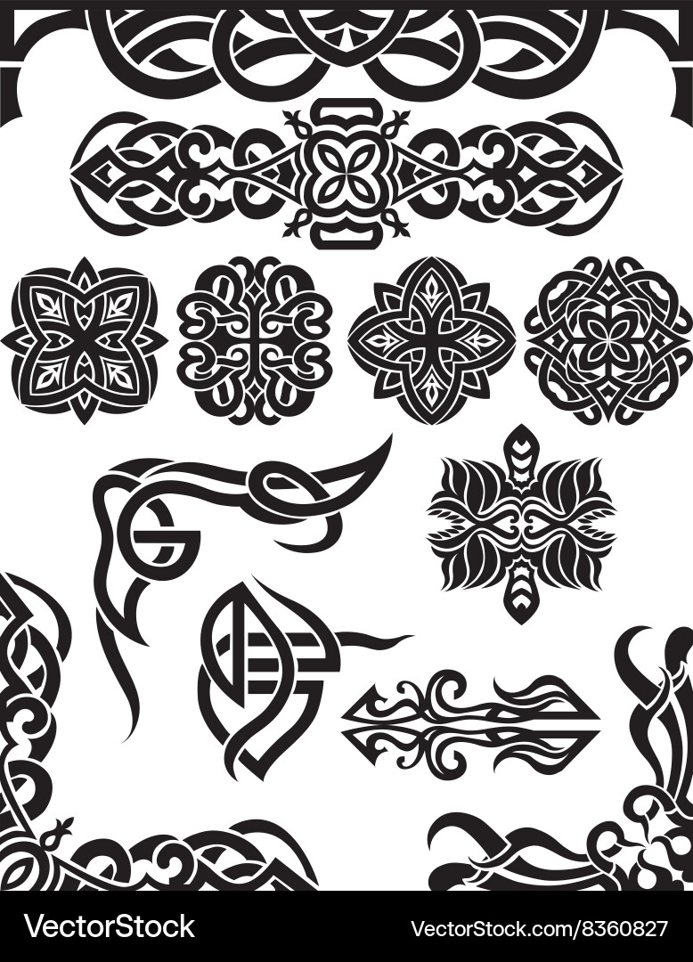 Retro element icon set vector image