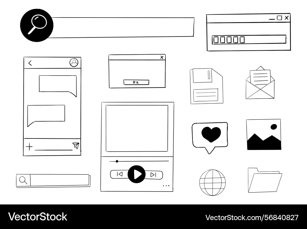 Retro window browser frame y2k interface doodle Vector Image