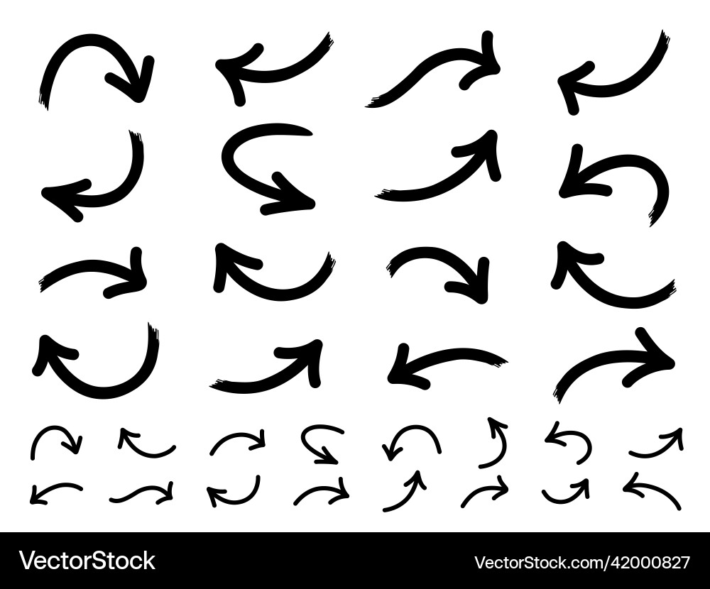 Set of hand drawn arrows doodle on white Set of hand drawn arrows doodle on white vector image
