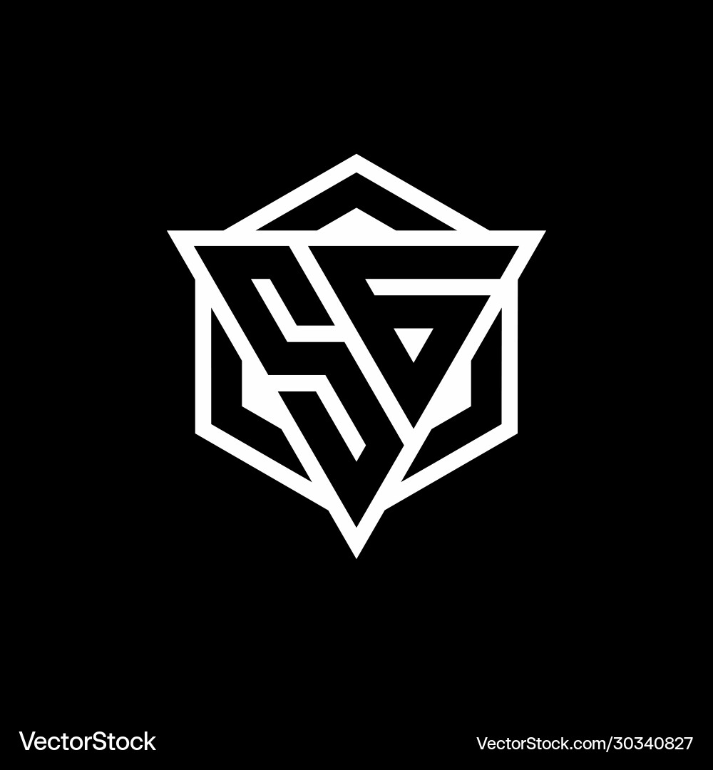 Sg logo monogram with triangle and hexagon shape Sg logo monogram with triangle and hexagon shape Vector Image