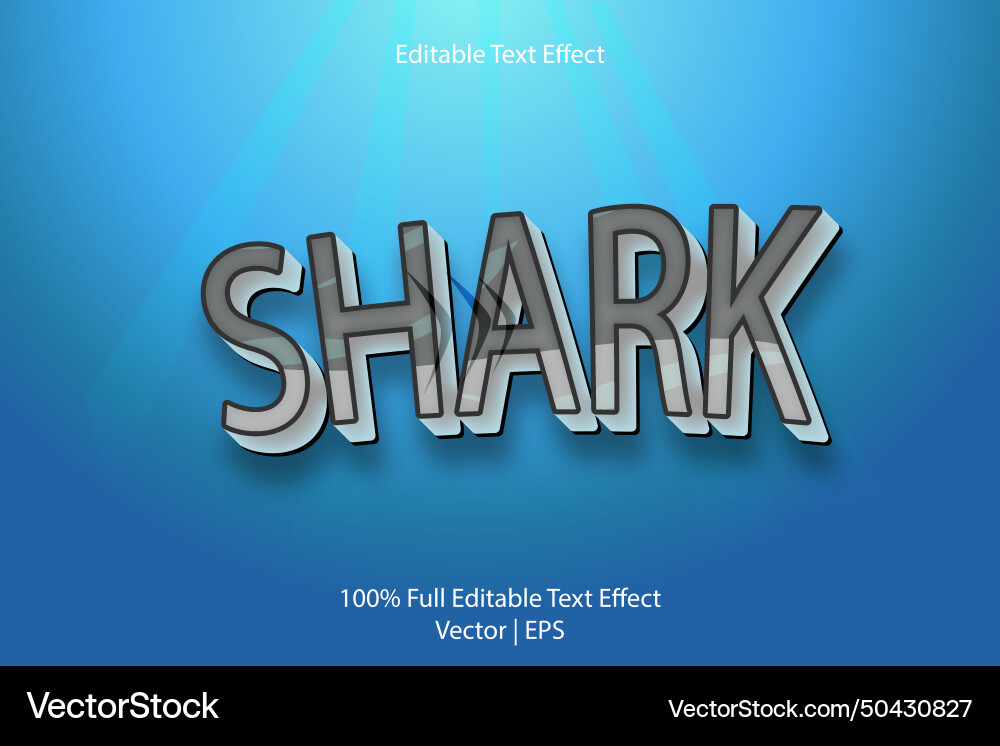 Shark editable text effect 3 dimension emboss Shark editable text effect 3 dimension emboss Vector Image