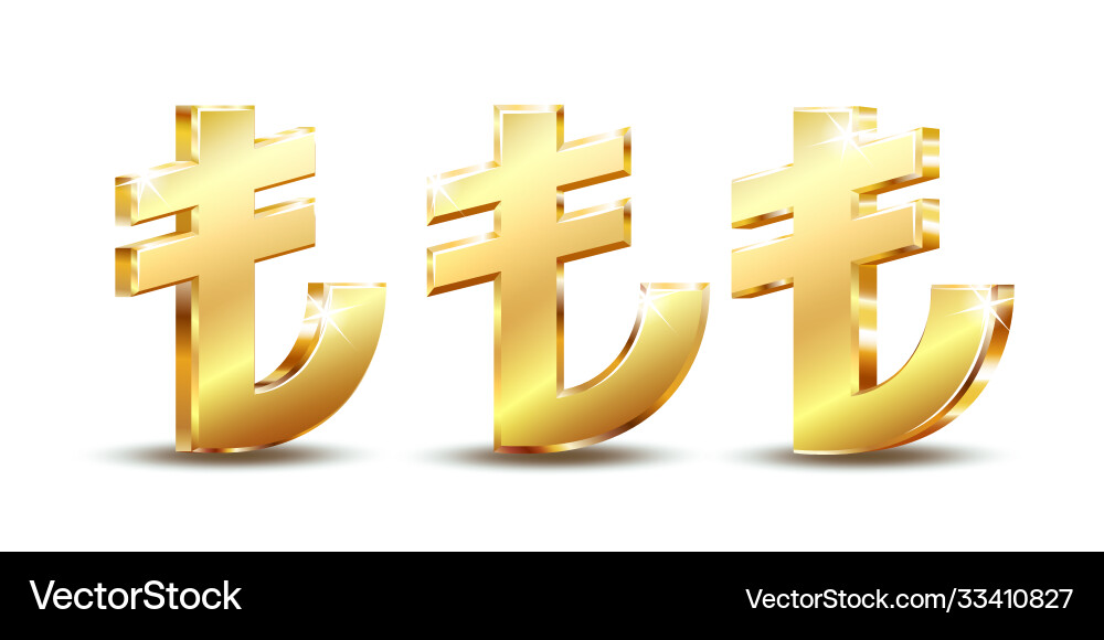 Shiny golden turkish lira sign tl currency symbol Shiny golden turkish lira sign tl currency symbol vector image