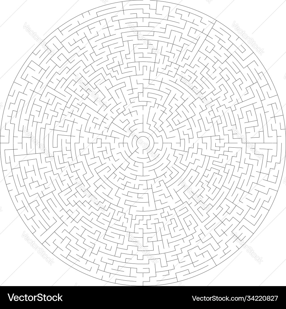 Solvable circle circular maze labyrinth puzzle Solvable circle circular maze labyrinth puzzle vector image