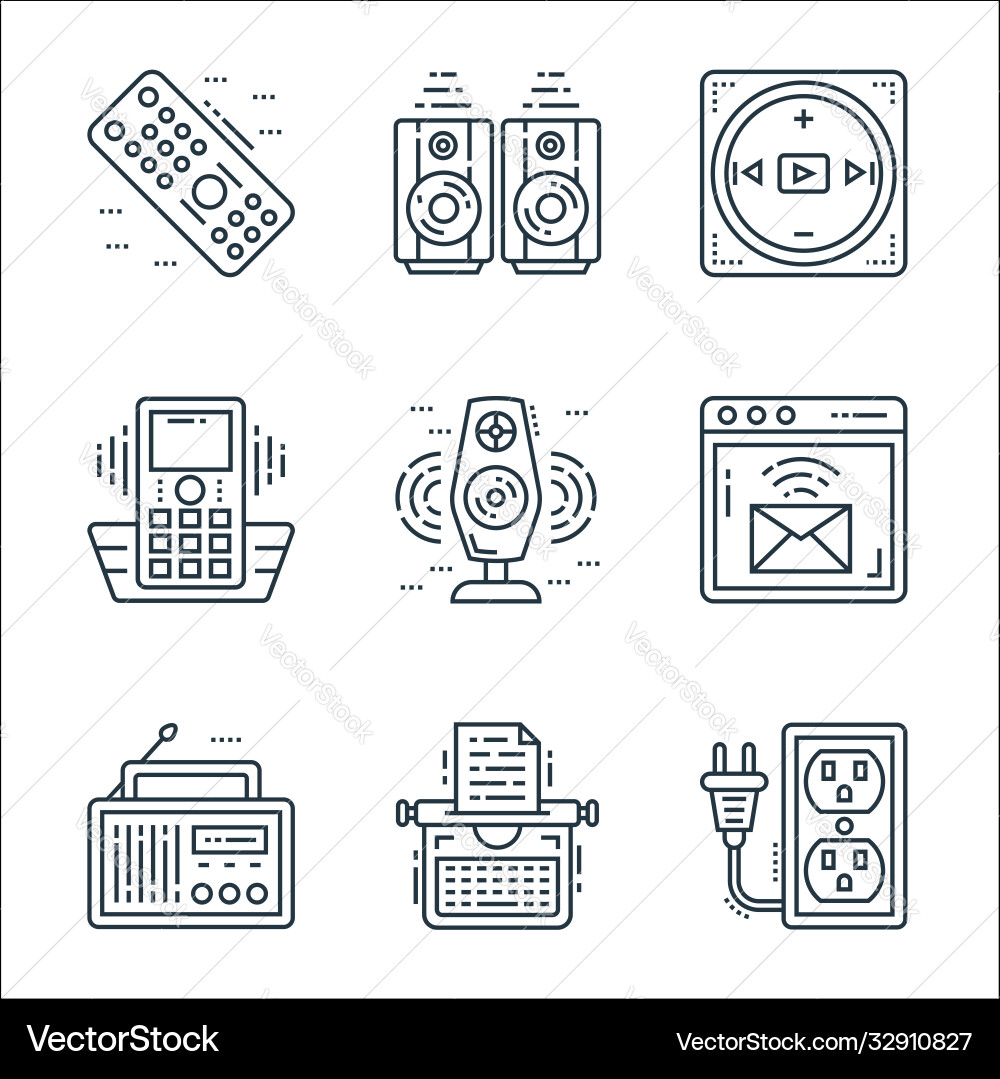 Technology devices line icons linear set quality Technology devices line icons linear set quality vector image