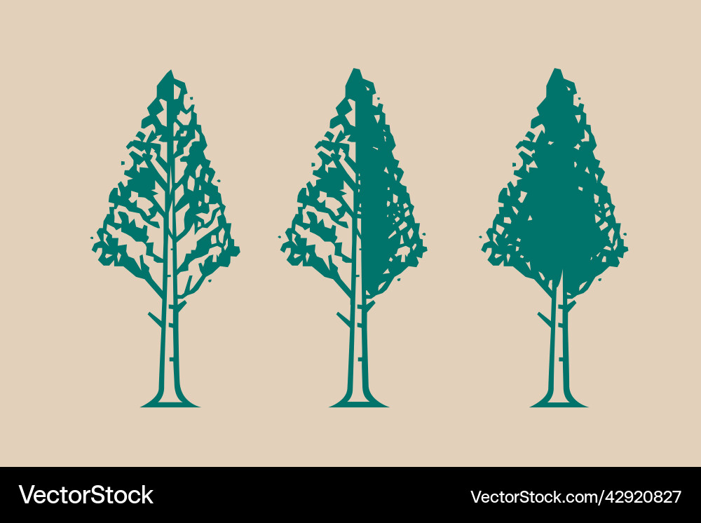 Tree icon with different amount of foliage Tree icon with different amount of foliage vector image