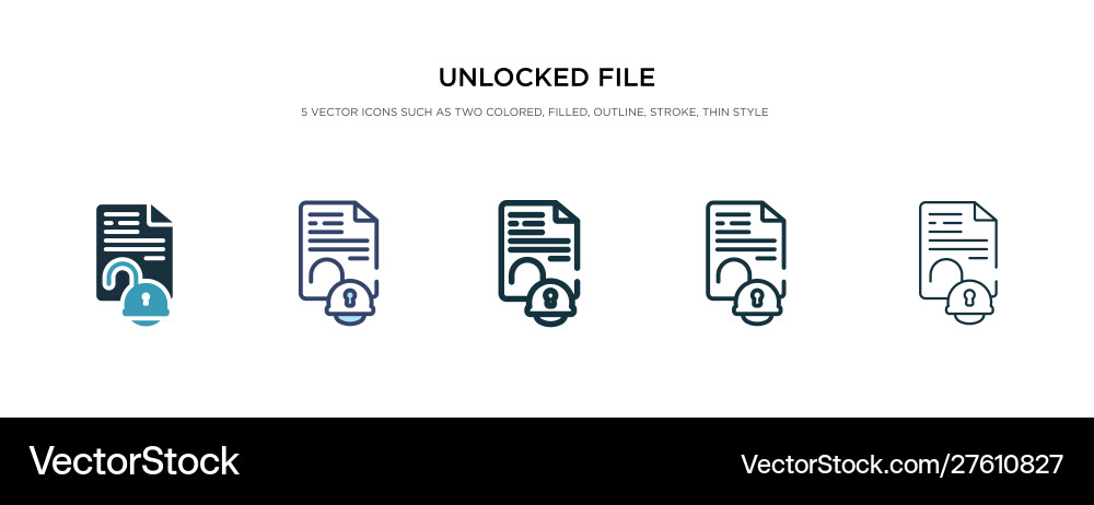 Unlocked file icon in different style two Unlocked file icon in different style two vector image