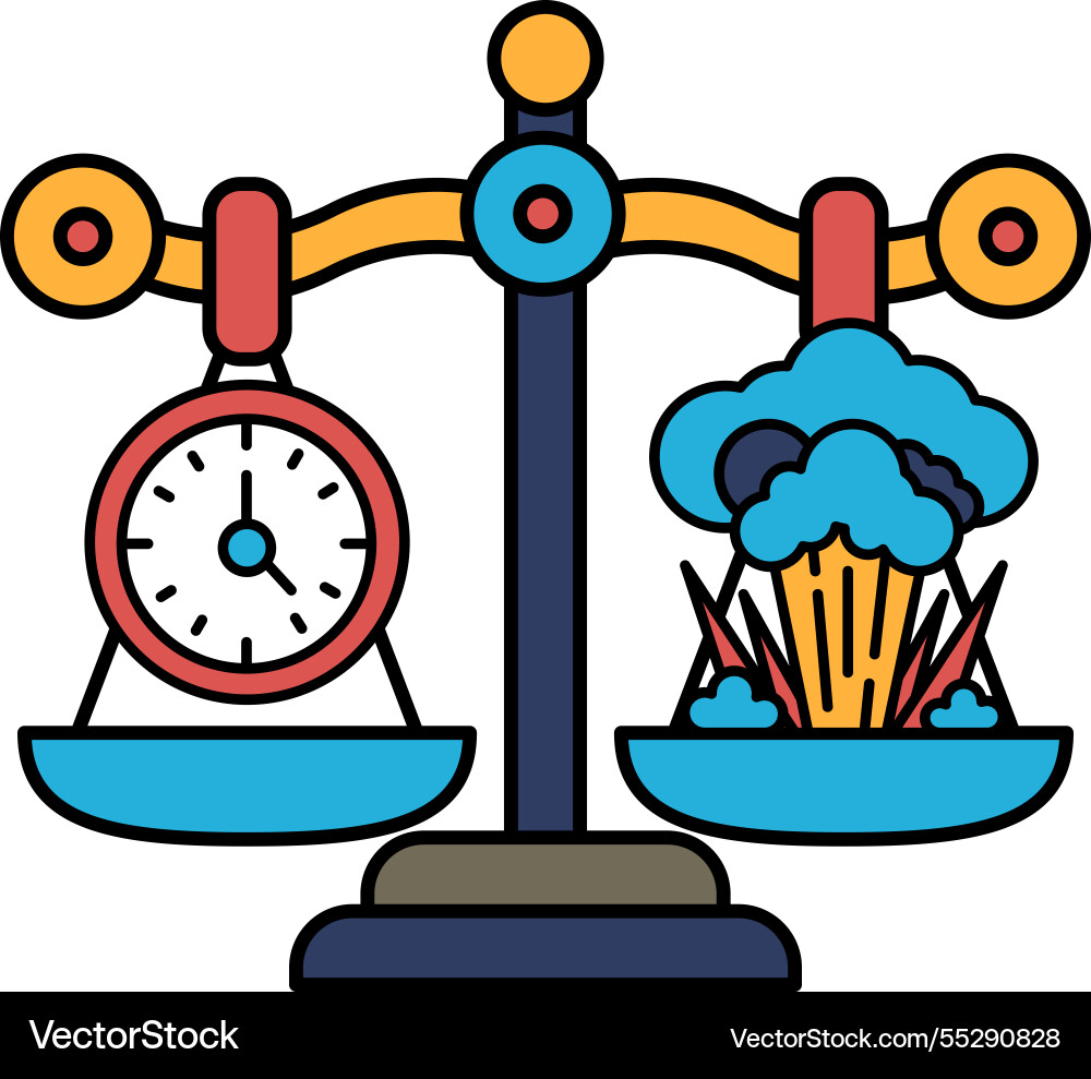 A scale with clock on one side and cloud A scale with clock on one side and cloud vector image