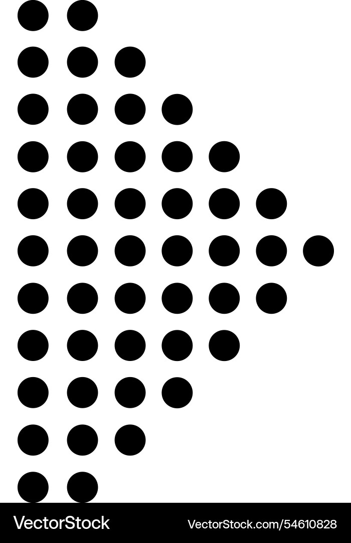Black dots of varying sizes creating an arrow Black dots of varying sizes creating an arrow vector image