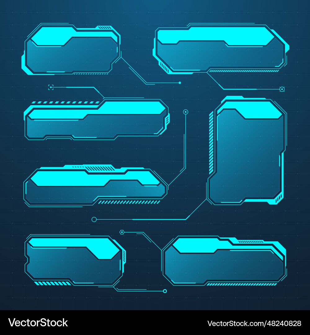 Blue futuristic hud or ui elements sci-fi user Blue futuristic hud or ui elements sci-fi user vector image