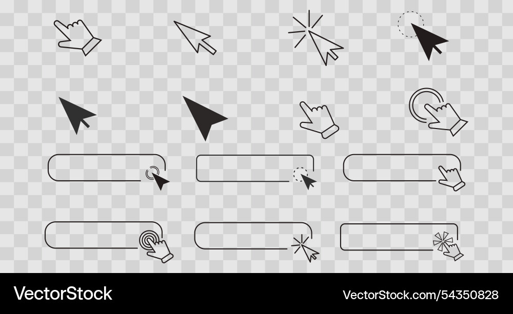 Click here line frame interface bar with cursor Click here line frame interface bar with cursor vector image
