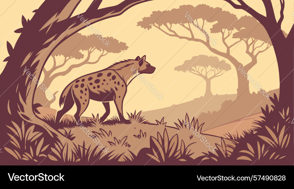 Hyena in sparse forest mysterious wilderness Vector Image