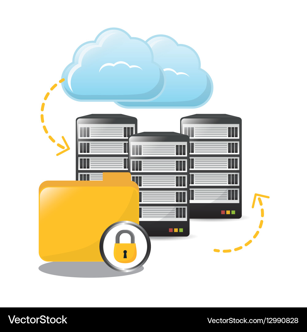 Lock archived folders data center related vector image