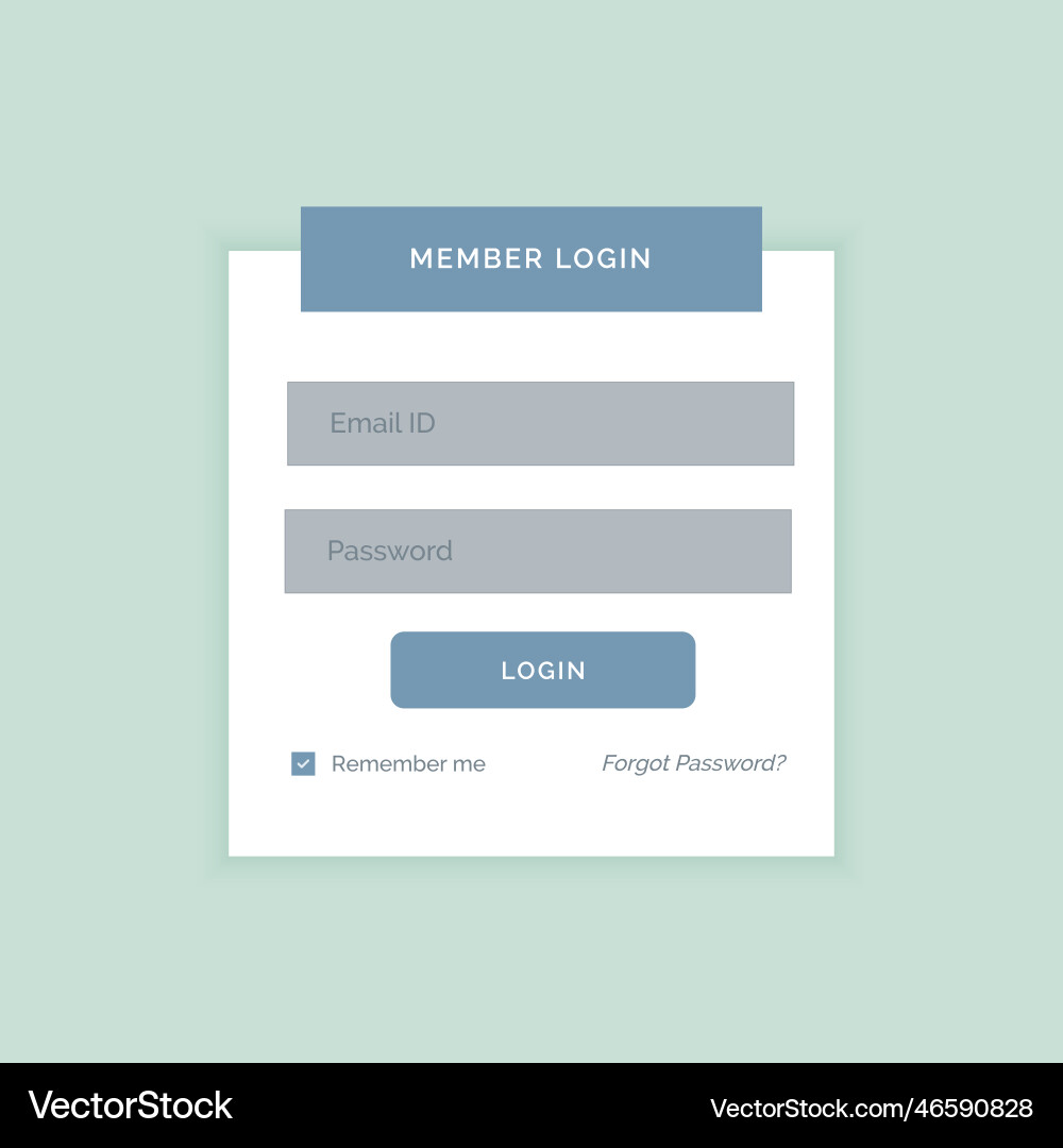 Minimal white login form design template vector image