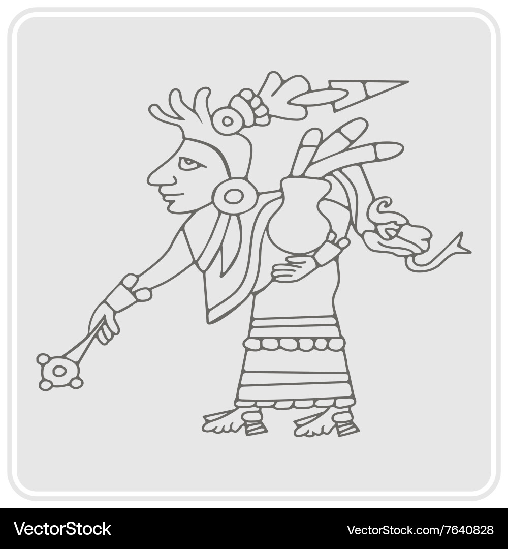 Monochrome icon with symbols from aztec codices vector image