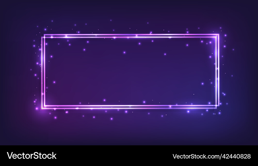 Neon double rectangular frame Neon double rectangular frame Vector Image