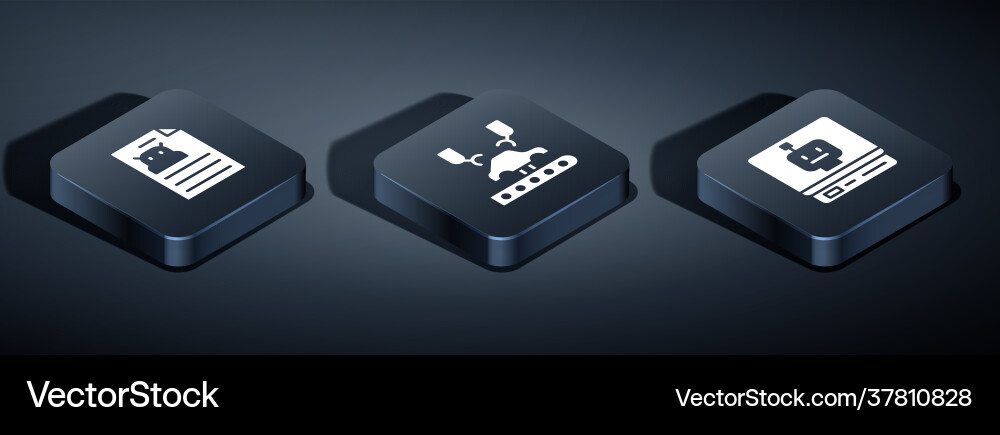 Set isometric technical specification robot Vector Image
