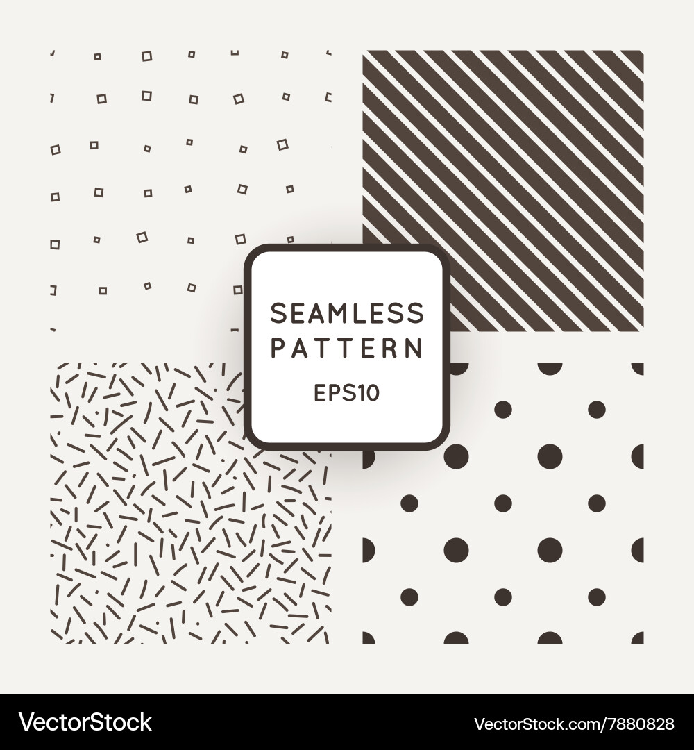 Set of seamless patterns points lines vector image