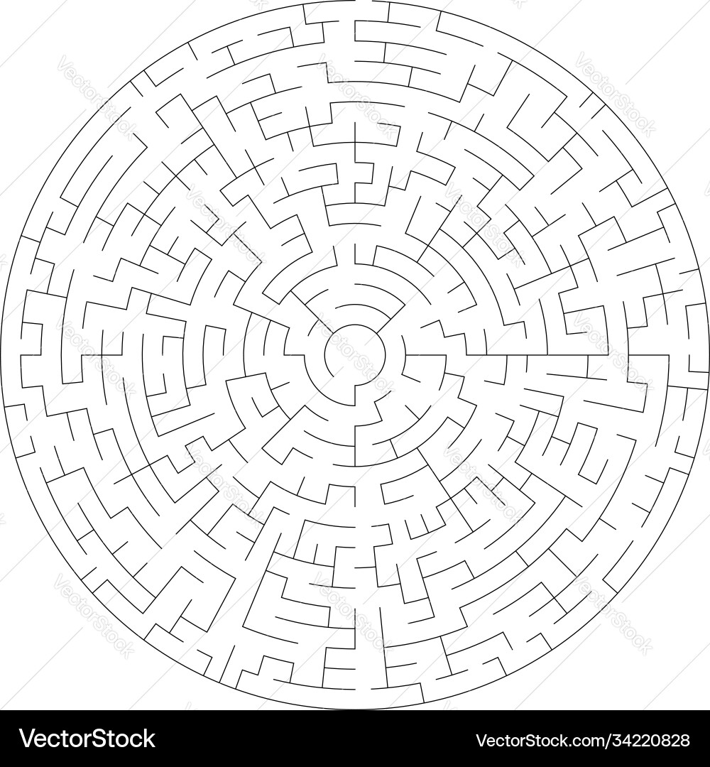 Solvable circle circular maze labyrinth puzzle Vector Image