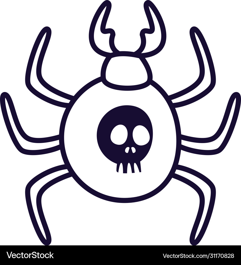Spider with skull line style icon design vector image