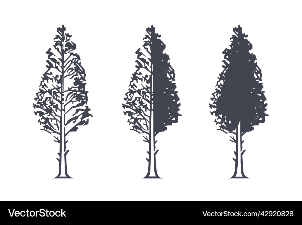 Tree icon with different amount of foliage Tree icon with different amount of foliage Vector Image