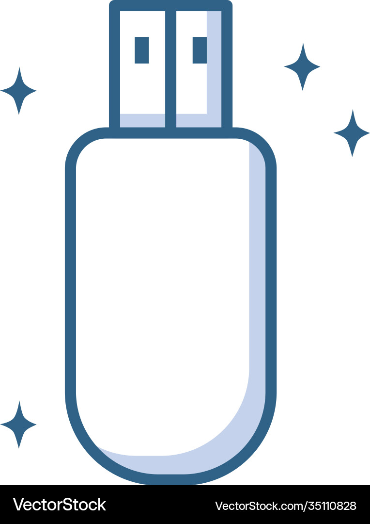 Usb flash drive device technology object line vector image