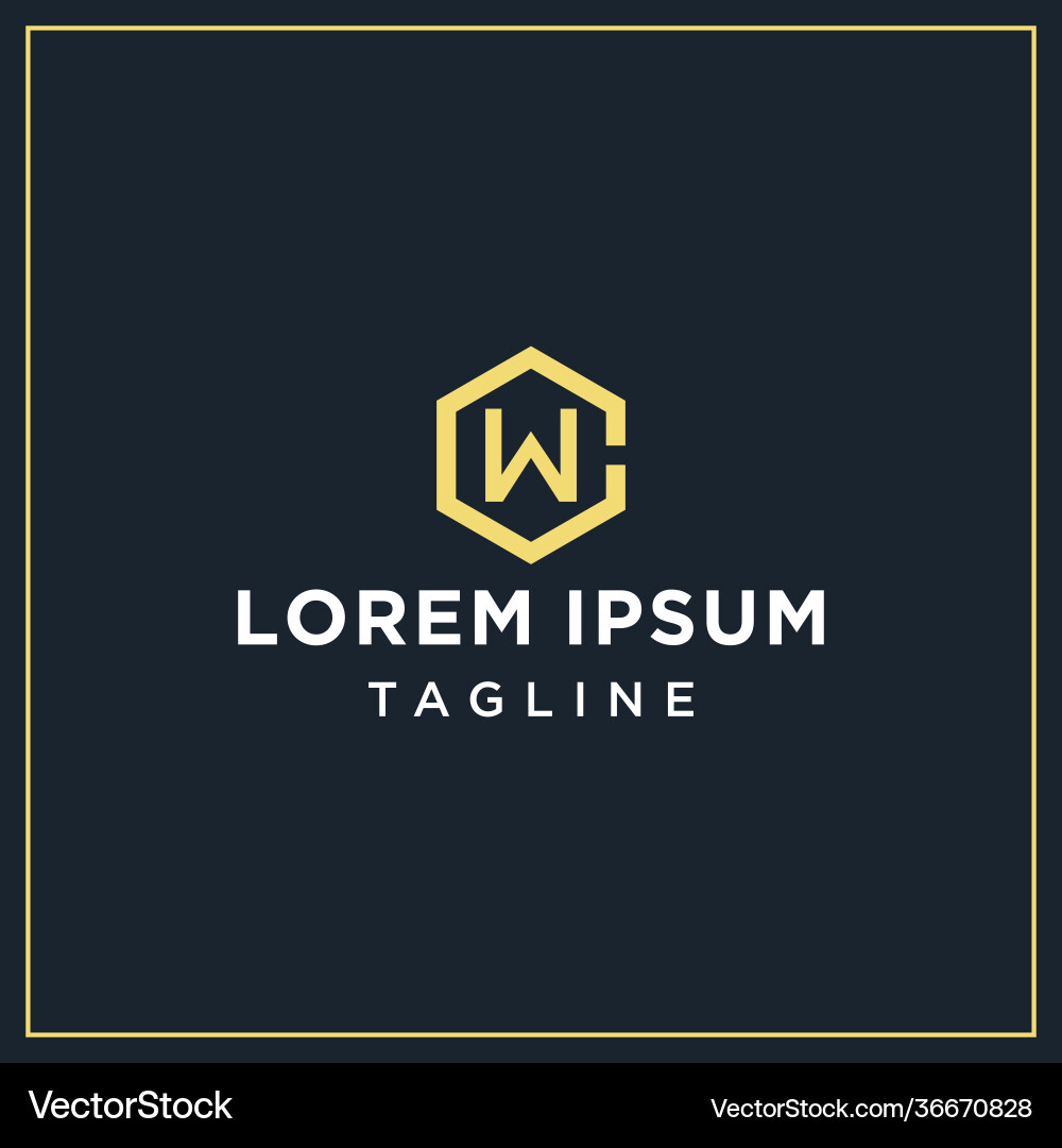 WC or CW Hexagon Logo - Initial Branding vector image