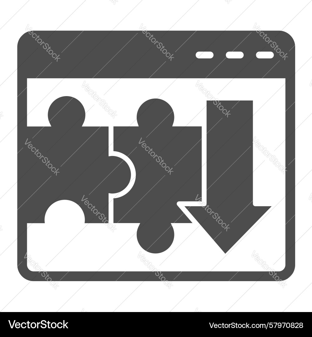 Website window with downloading arrow solid icon Website window with downloading arrow solid icon Vector Image