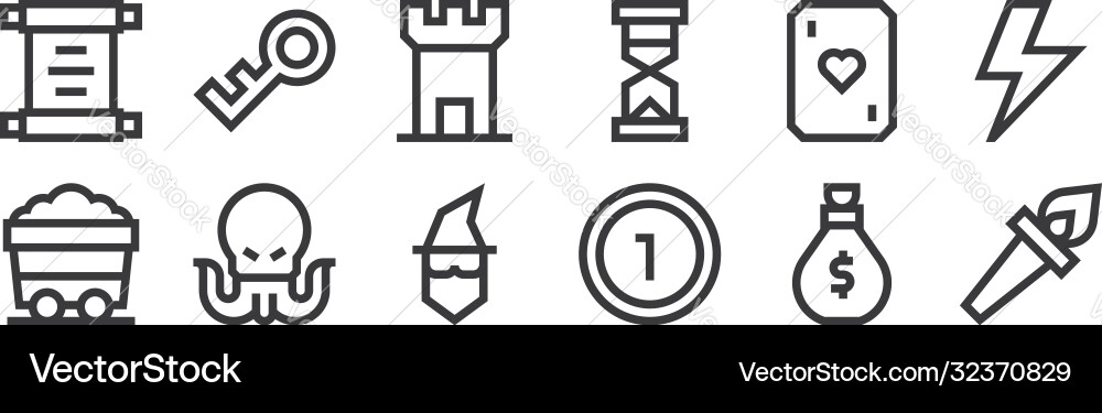 12 set linear video game elements icons thin 12 set linear video game elements icons thin vector image