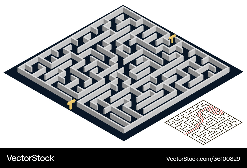 3d maze isometric view labyrinth puzzle game 3d maze isometric view labyrinth puzzle game vector image