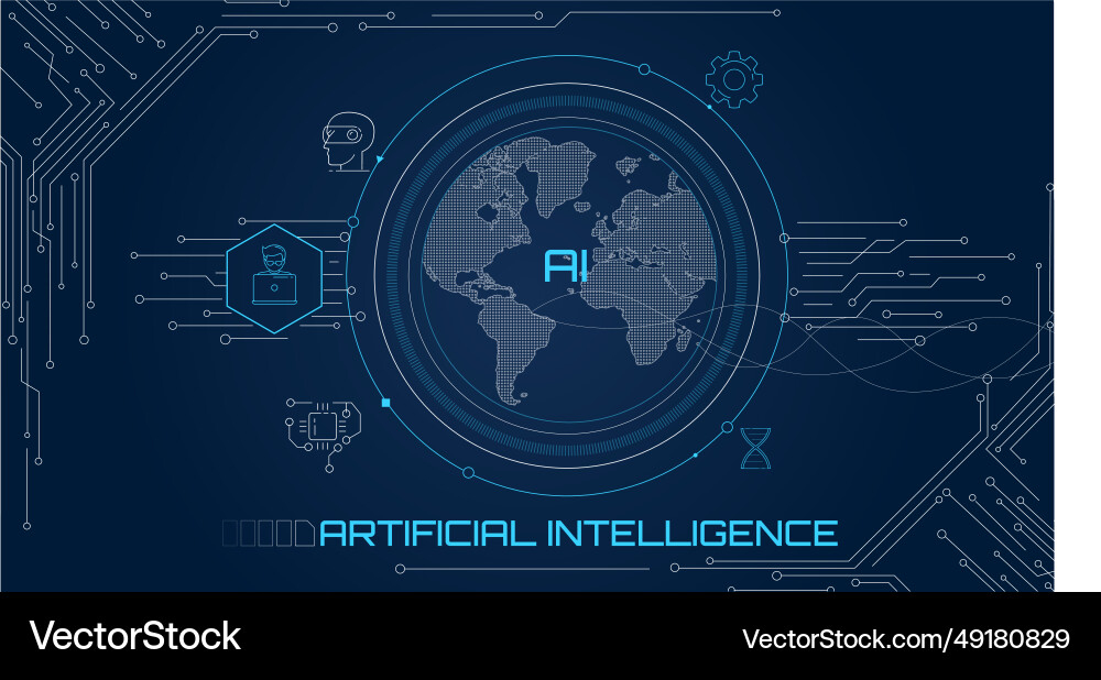 Concept of artificial intelligence and global Vector Image