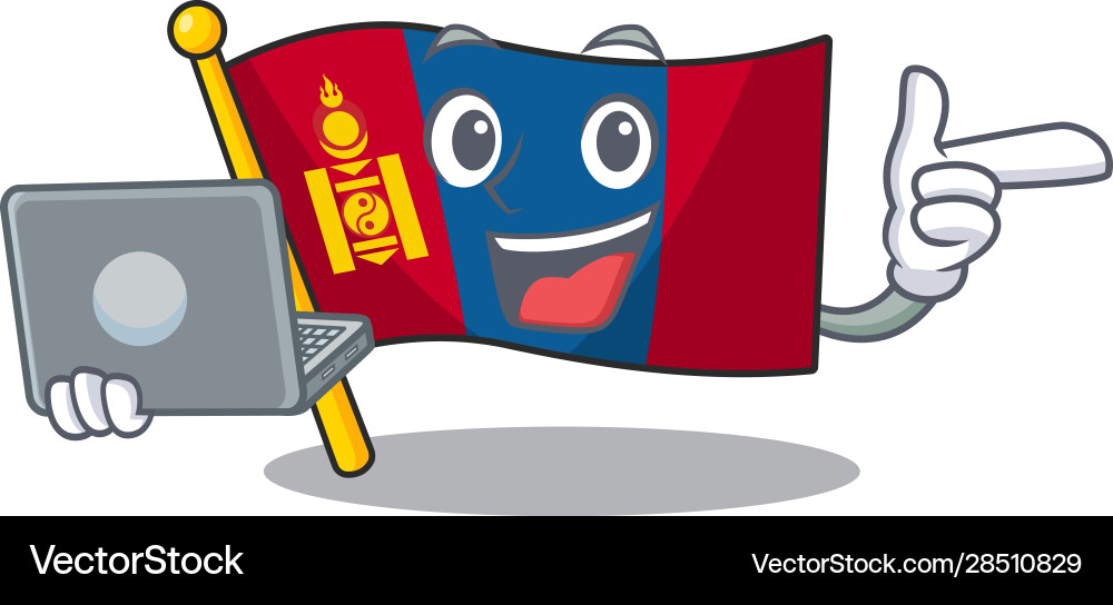 Cute and smart flag mongolia scroll working Vector Image
