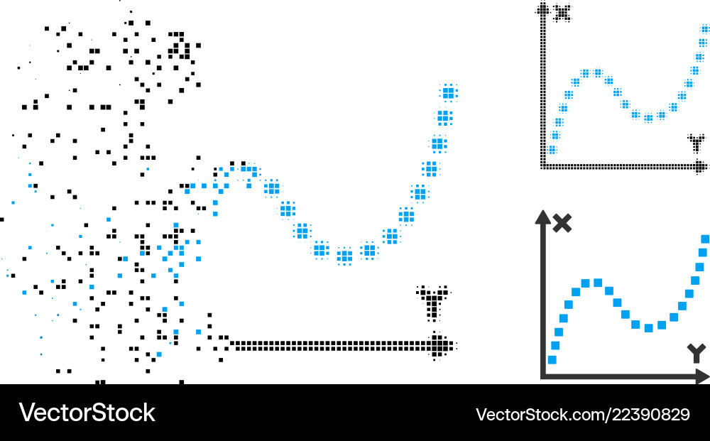 Dissipated pixelated halftone dotted plot icon Dissipated pixelated halftone dotted plot icon vector image