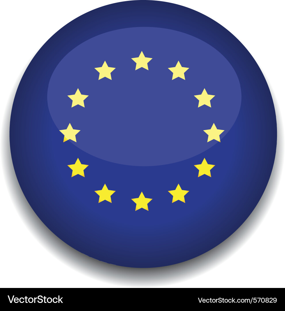 European Flag Button Vector Image