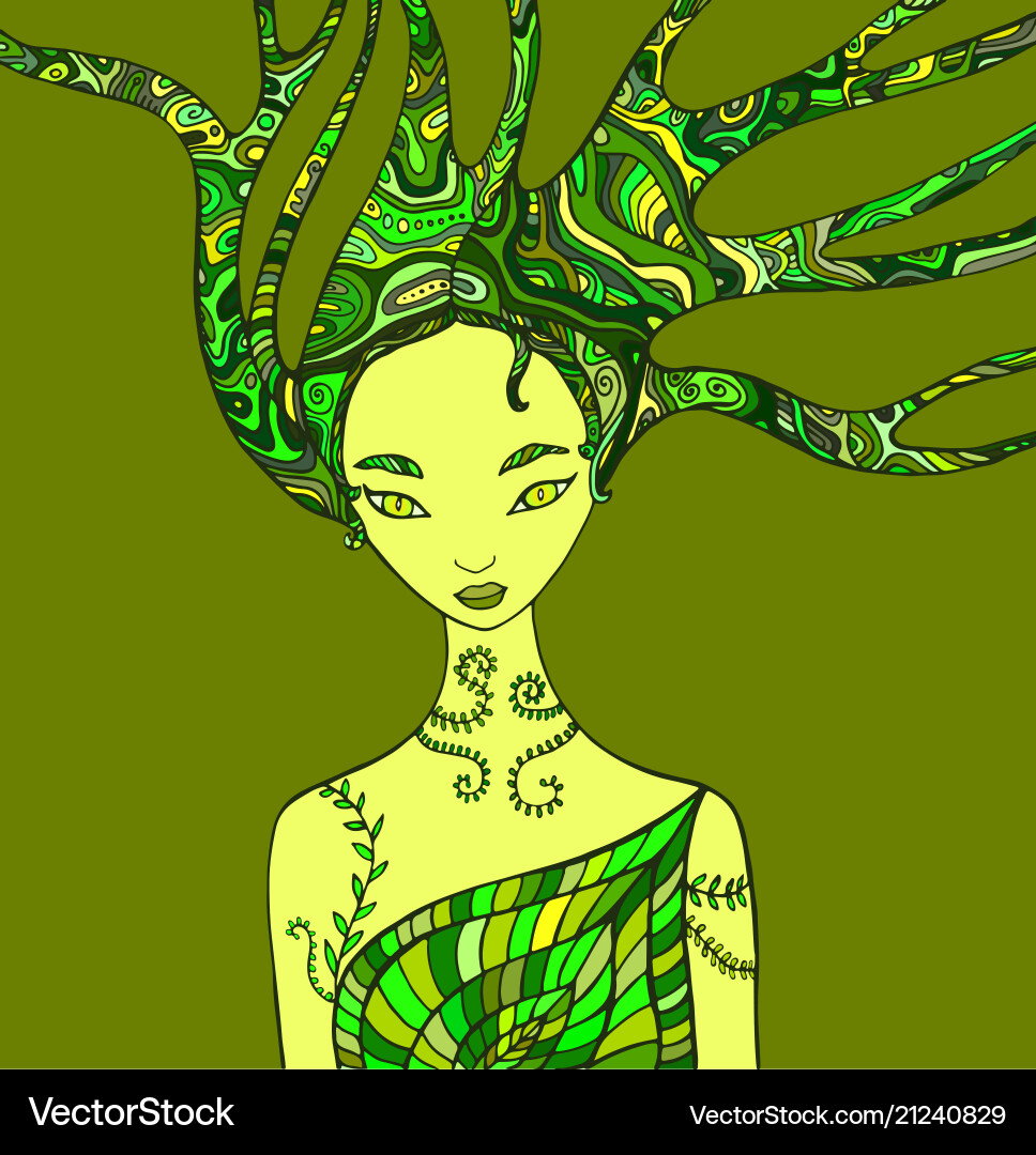 Fantasy Frau Wald shaman Fantasy Frau Wald shaman vektorbild