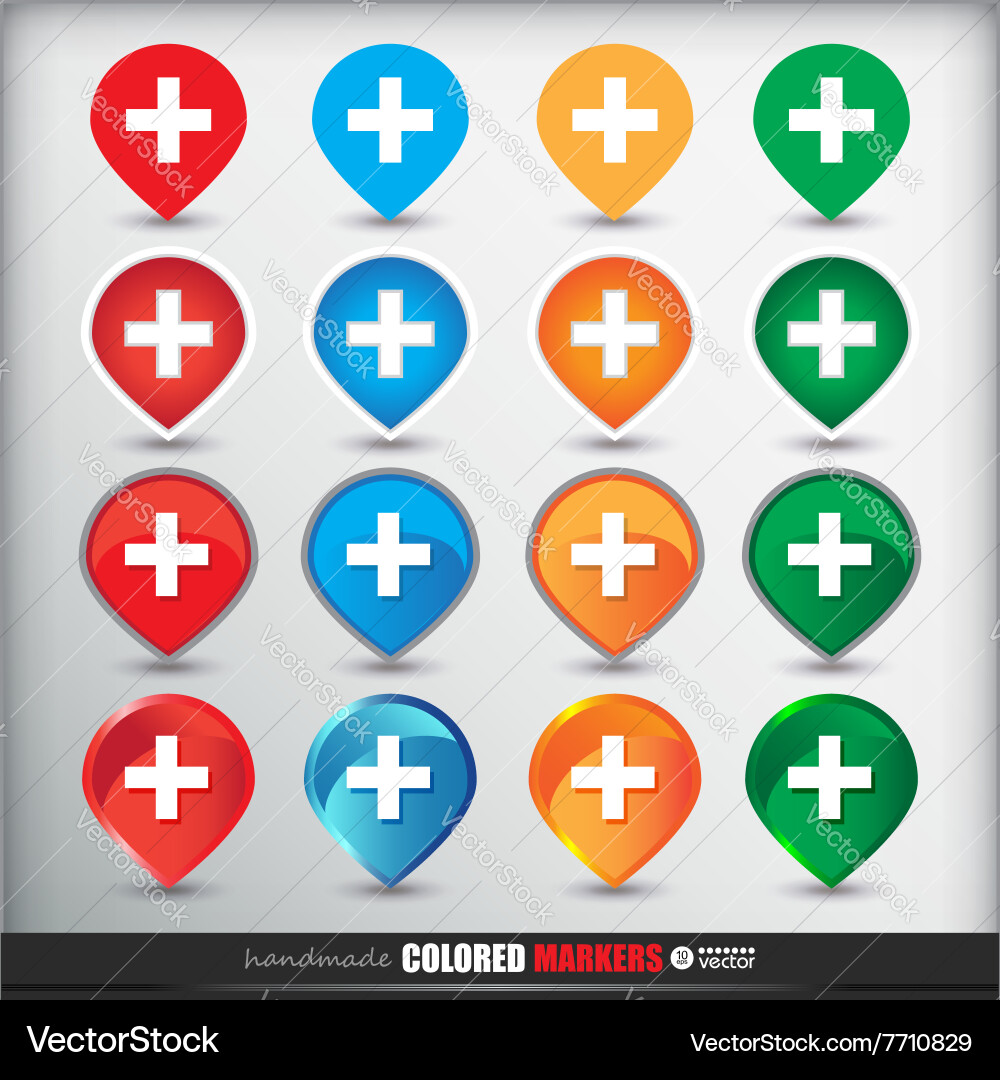 Four sets of positions map colored button vector image
