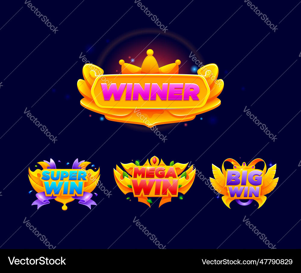 Game Win Celebration Badges vector image