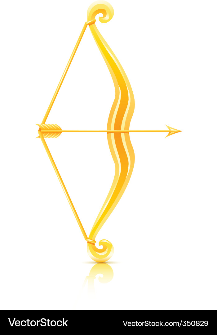 Goldener Bogen und Pfeil Vektorbild