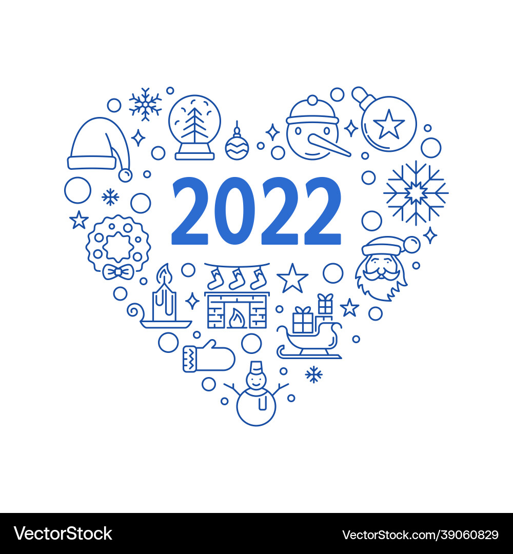 Merry 2022 Weihnachtskarte mit herzförmiger Linie Merry 2022 Weihnachtskarte mit herzförmiger Linie vektorbild